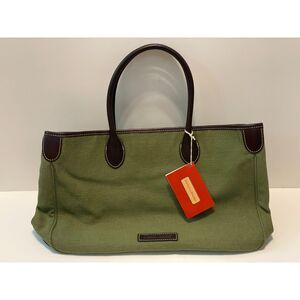 Dooney & Bourke Double Handle Tote CN50 OL Olive Canvas Brown Leather NWT